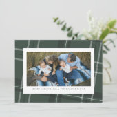 緑の格子枠1枚の写真のホリデーカード シーズンカード (スタンド正面)