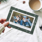 緑の格子枠1枚の写真のホリデーカード シーズンカード