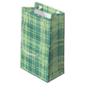 緑の格子模様のギフトペーパーバッグ スモールペーパーバッグ (裏面アングル)