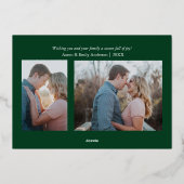 緑の格子模様のクリスマスホイル実在フォルト写真 箔シーズンカード (裏面)