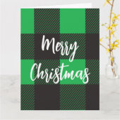 緑の格子模様のクリスマス カード (黄色い花)