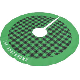 緑の格子模様のクリスマス ブラッシュドポリエステルツリースカート