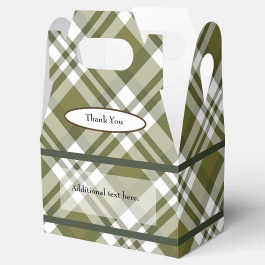 緑の格子模様の任意の大事な行事の好意ボックス フェイバーボックス (オープン)