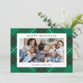 緑の格子模様の写真クリスマス シーズンカード (スタンド正面)