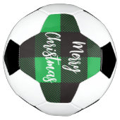 緑の格子模様メリークリスマス サッカーボール (回転)