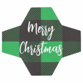 緑の格子模様メリークリスマス サッカーボール (フラット)