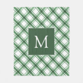 緑の格子毛布 フリースブランケット (正面)