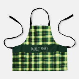 緑の格子状メッシュジオメトリパターン エプロン