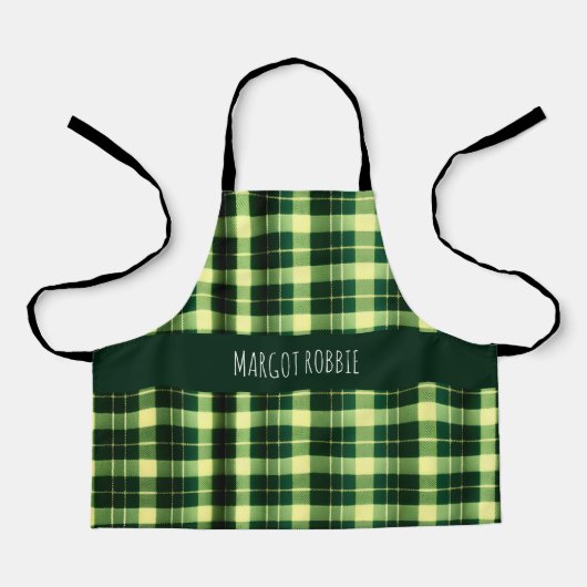 緑の格子状メッシュジオメトリパターン エプロン (正面)