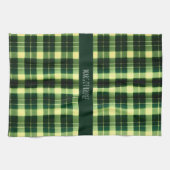 緑の格子状メッシュジオメトリパターン キッチンタオル (横)
