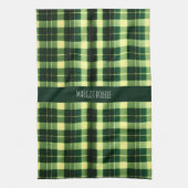 緑の格子状メッシュジオメトリパターン キッチンタオル (縦)