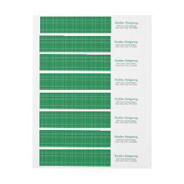 緑の格子状ラップラのまわりにベル ラップアラウンドラベル