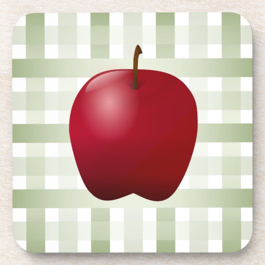 緑の格子縞が付いている国Apple コースター (正面)