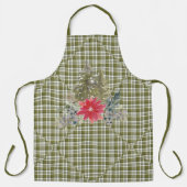 緑の格子縞とクリスマスツリーの不一致 エプロン (正面)
