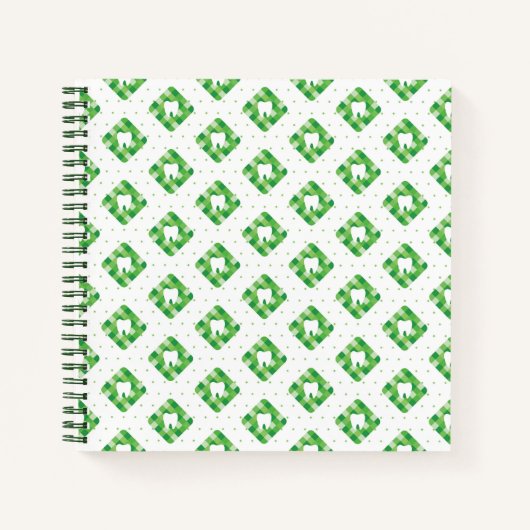 緑の格子縞の歯のパターン ノートブック (正面)