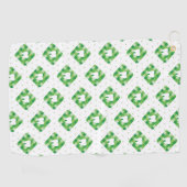 緑の格子縞の歯パターン ゴルフタオル (横)