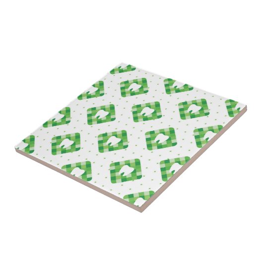 緑の格子縞の歯パターン タイル (側面)