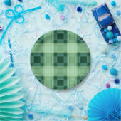 緑の格子縞 ペーパープレート (パーティー)