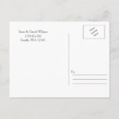 緑の桃の花結婚式の日付を保存 案内ポストカード (裏面)