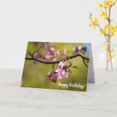 緑の桜の花を背景に新鮮な花 カード (黄色い花)