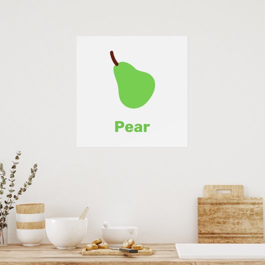 緑の梨と言葉のポスター ポスター (キッチン)