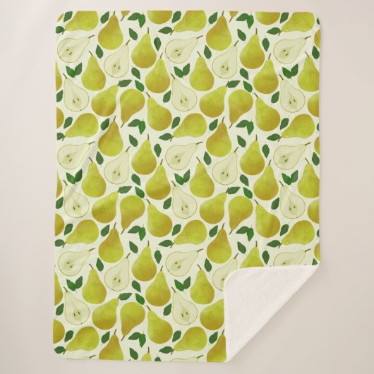 緑の梨のパターン シェルパブランケット (正面)