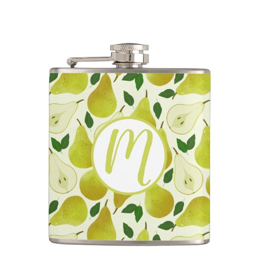 緑の梨のパターン フラスク (正面)
