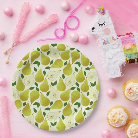 緑の梨のパターン ペーパープレート (パーティー)