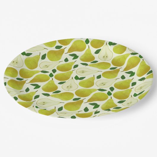 緑の梨のパターン ペーパープレート (アングル)