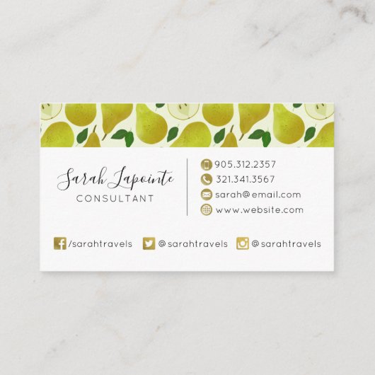 緑の梨のパターン 名刺 (裏面)
