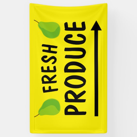 緑の梨のロゴが付いた新鮮なプロデュースのバナー記号 横断幕 (縦)