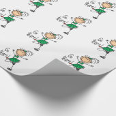緑の棒の姿のチアリーダーの包装紙 ラッピングペーパー (角)
