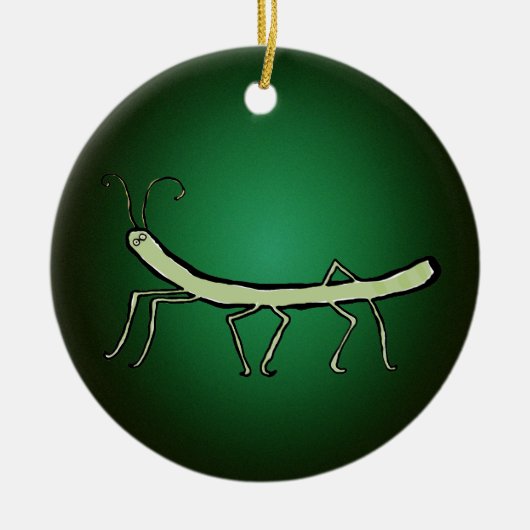 緑の棒昆虫 セラミックオーナメント (正面)