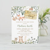 緑の森お洒落(き)の動物たちのベビーシャワー 招待状 (スタンド正面)