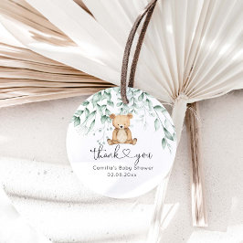 緑の森かわいいクマの赤ちゃんシャワー フェイバータグ