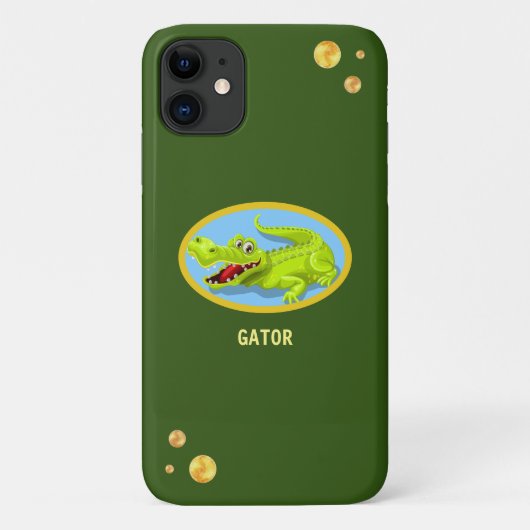 緑の森にいる幸せなワニと金色の紙吹雪 Case-Mate iPhoneケース (裏面)