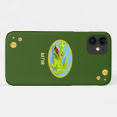 緑の森にいる幸せなワニと金色の紙吹雪 Case-Mate iPhoneケース (裏面(横))
