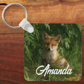 緑の森のかわいいベビーキツネ キーホルダー (正面)