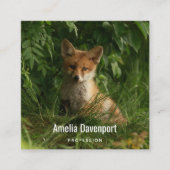 緑の森のかわいいベビーキツネ スクエア名刺 (正面)