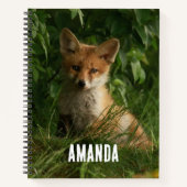 緑の森のかわいいベビーキツネ ノートブック (正面)