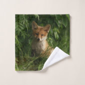 緑の森のかわいいベビーキツネ バスタオルセット (ウォッシュタオル)