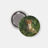 緑の森のかわいいベビーキツネ マグネット (正面/裏面)