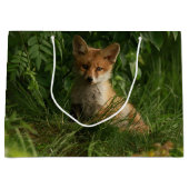 緑の森のかわいいベビーキツネ ラージペーパーバッグ (正面)