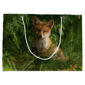 緑の森のかわいいベビーキツネ ラージペーパーバッグ (裏面)