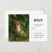 緑の森のかわいいベビーキツネ 出欠カード (正面/裏面)