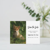 緑の森のかわいいベビーキツネ 案内ポストカード (スタンド正面)