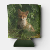 緑の森のかわいいベビーキツネ 缶クーラー (裏面)