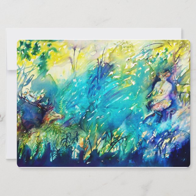 緑の森の中のパンと鹿 (正面)