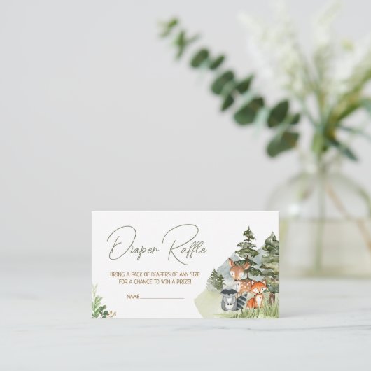 緑の森の動物おむつラッフル エンクロージャーカード (スタンド正面)