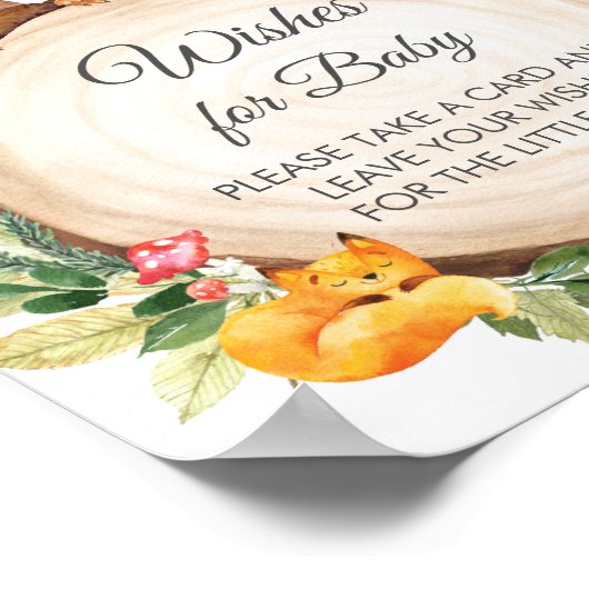 緑の森の動物たちがベビーのサインを望む ポスター (角)